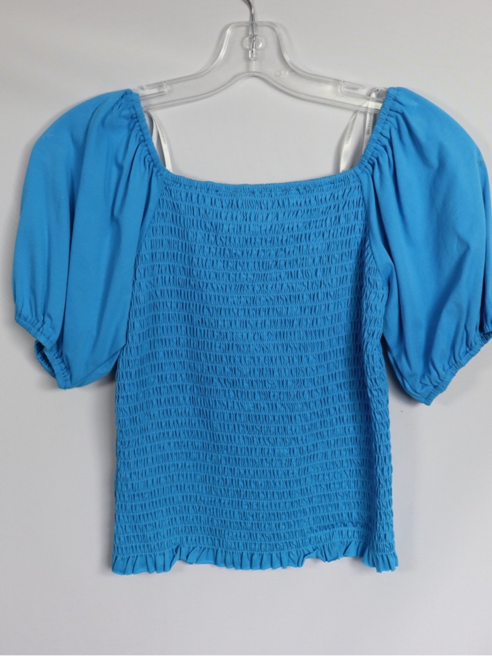 Contemporaine Smocked Puff Sleeve Top Blue Size Small NWT - Picture 7 of 9